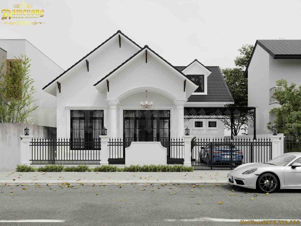 Mẫu biệt thự tân cổ điển 1 tầng mái Thái do Kiến trúc Nam Cường thiết kế