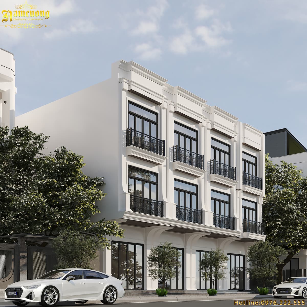 Bố cục nhà ống hiện đại 3 tầng