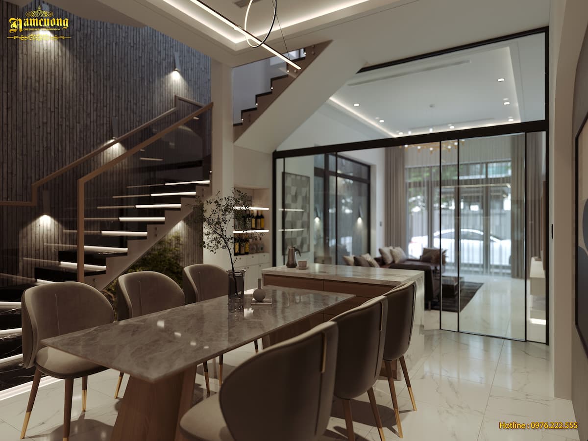Phòng ăn với nội thất hiện đại