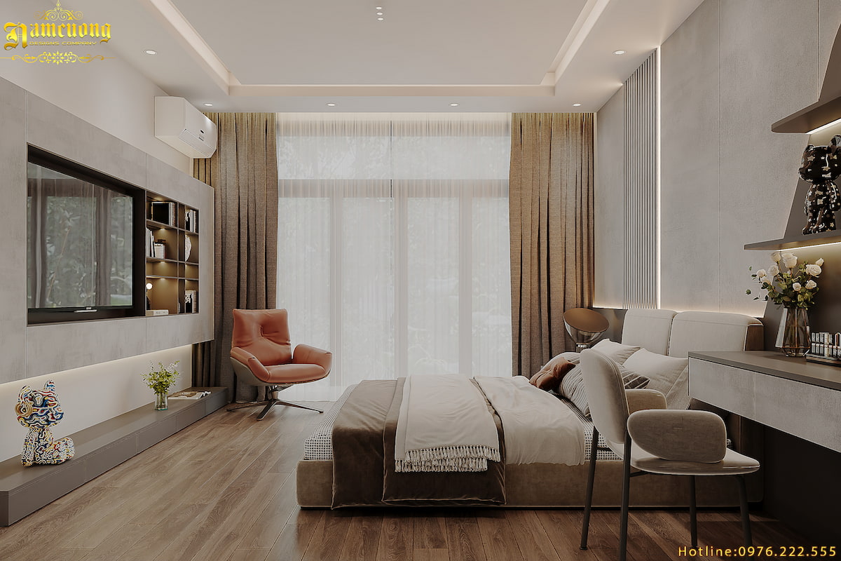 Không gian phòng ngủ trong nhà ống hiện đại 3 tầng