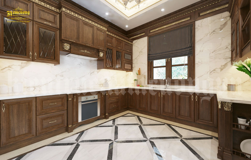 Phòng bếp được thiết kế hướng tới sự tối giản nhất để không gian được thông thoáng hơn