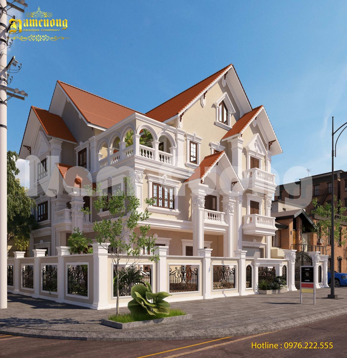 Biệt thự 3 tầng 2 mặt tiền kiểu Pháp