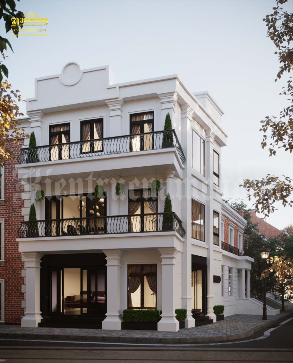 Biệt thự 3 tầng 2 mặt tiền phong cách tân cổ điển