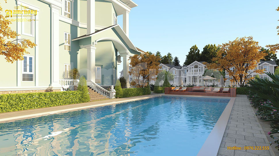 Mẫu biệt thự tân cổ điển 3 tầng có bể bơi