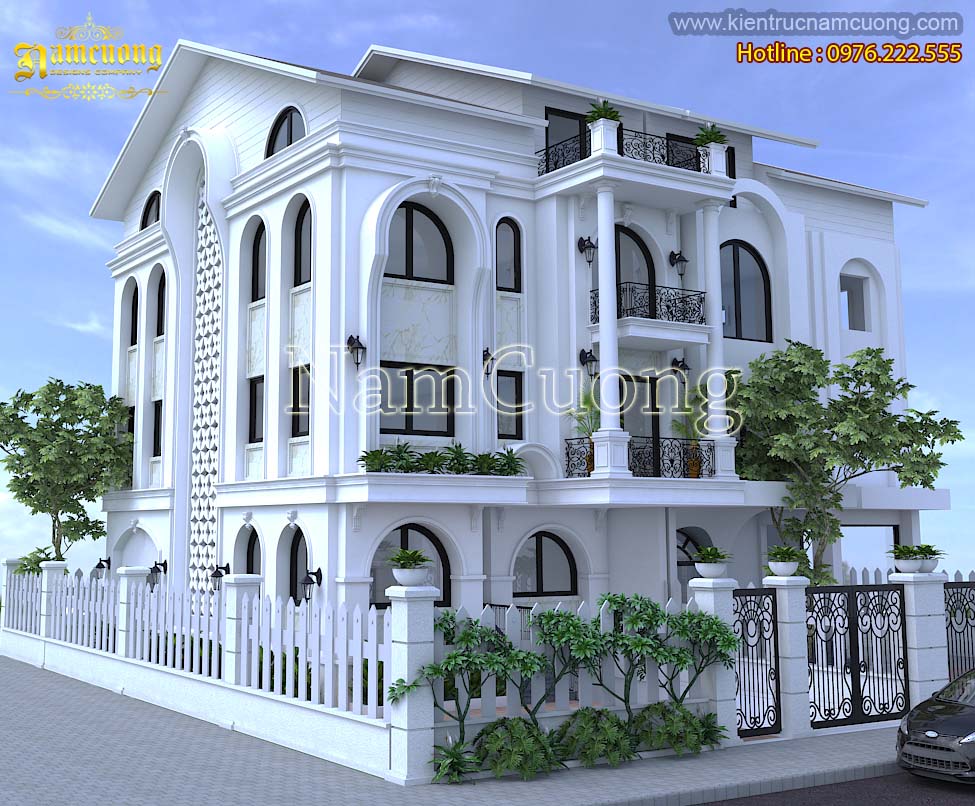 Biệt thự 3 tầng 2 mặt tiền mái Thái