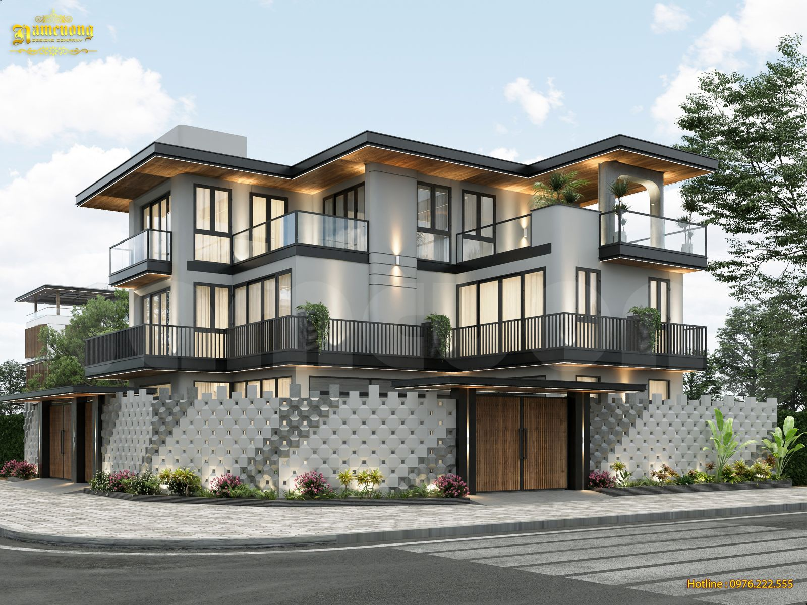 Biệt thự 3 tầng 2 mặt tiền mái bằng