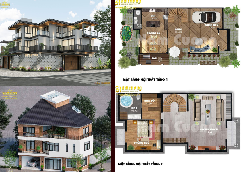 tong hop biet thu 3 tang 2 mat tien