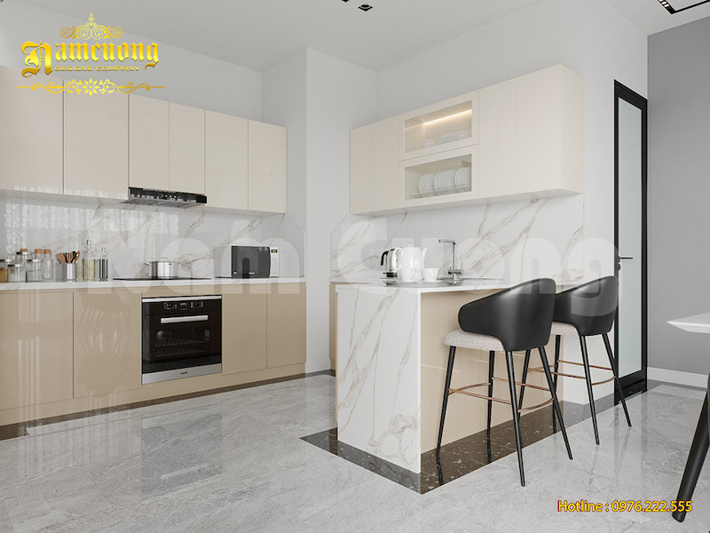 Nội thất phòng bếp với hệ tủ chữ L