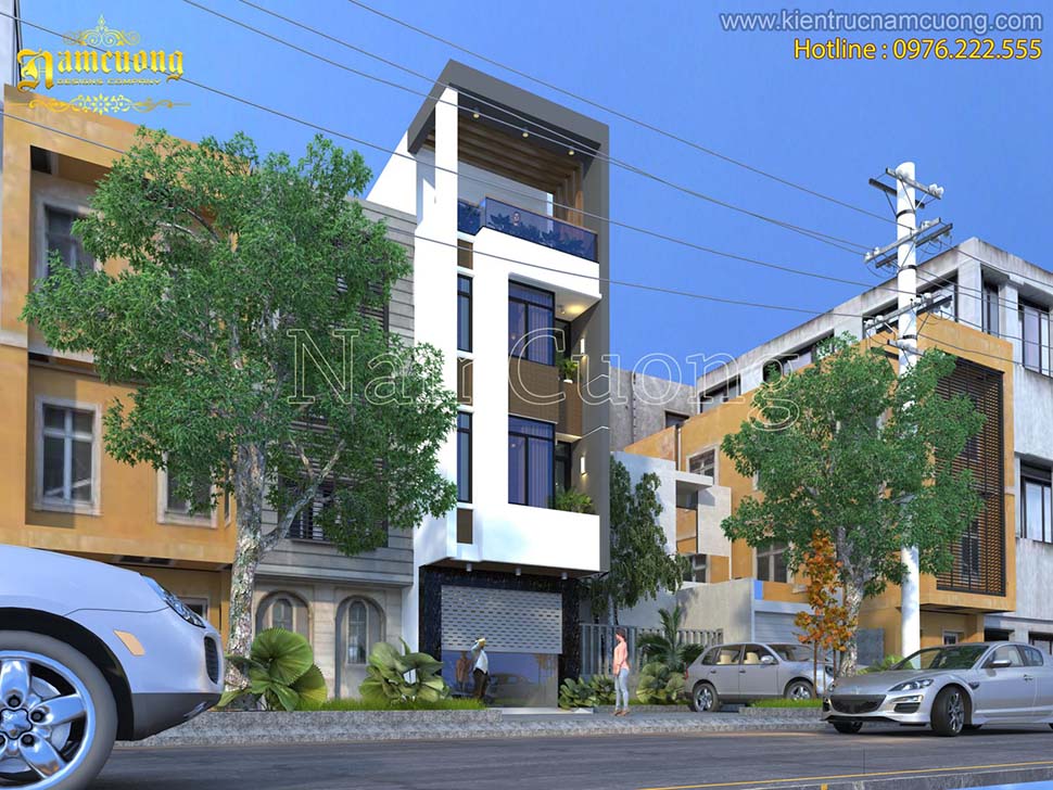 Thiết kế nhà phố 4 tầng hiện đại mặt tiền 4x15m