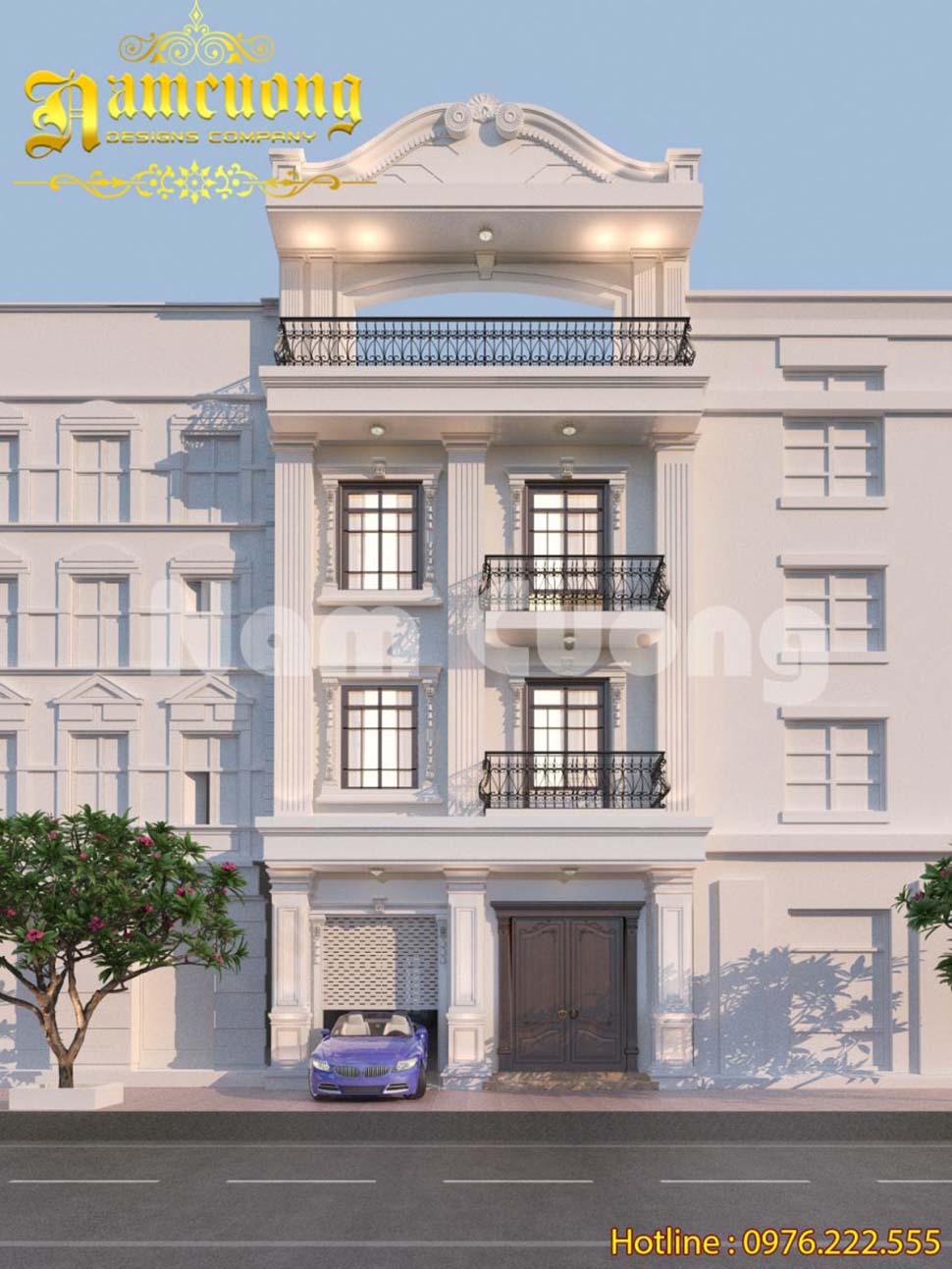 Nhà phố 4 tầng có gara tân cổ điển