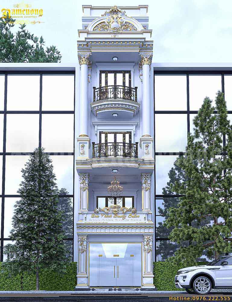 Mẫu hà phố 4 tầng 1 tum phong cách tân cổ điển