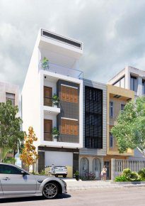 Thiết kế nhà phố có gara ô tô hiện đại đẹp mê