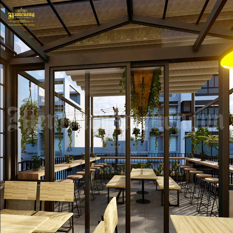 Quán cafe sân thượng do Kiến trúc Nam Cường thiết kế
