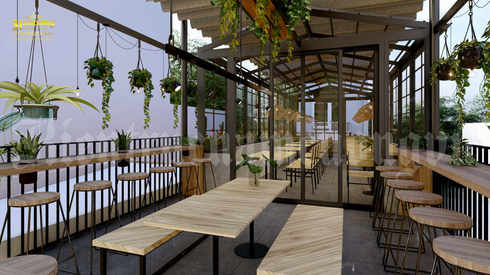 Mẫu thiết kế quán cafe sân thượng của Kiến trúc Nam Cường