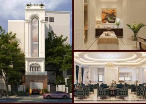thiết kế nhà phố 6 tầng tân cổ điển kinh doanh spa
