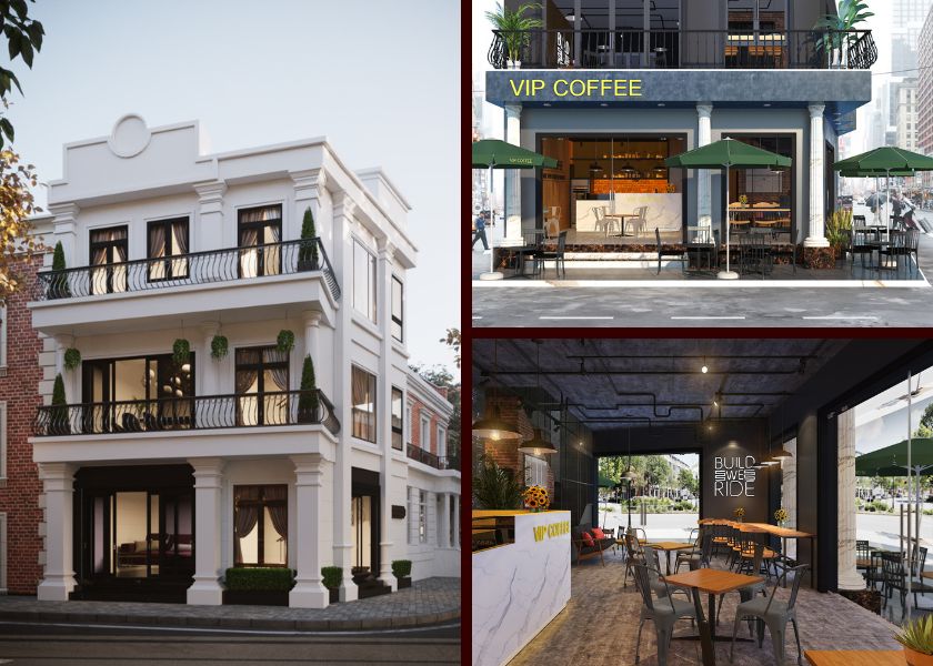 thiết kế quán cafe kết hợp nhà ở