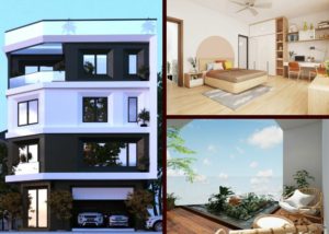 thiết kế nhà lô góc 4 tầng hiện đại