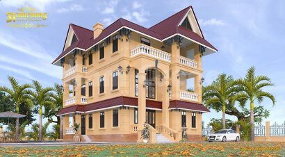 Thiết kế biệt thự 3 tầng phong cách Đông Dương độc đáo