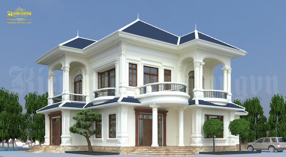 Thiết kế biệt thự tân cổ điển mái nhật đẹp sang trọng