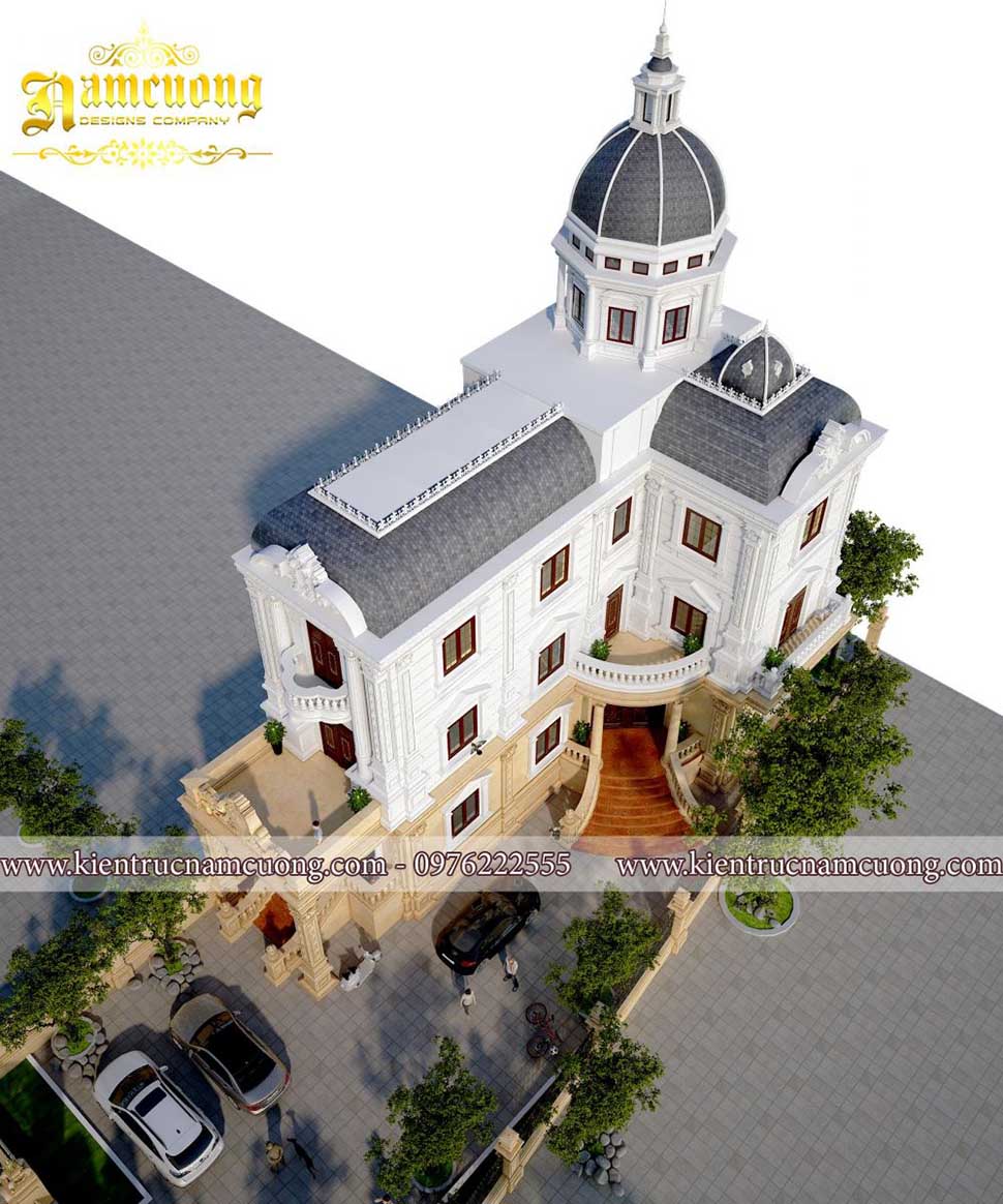 Biệt thự kiểu Pháp hình chữ L 3 tầng
