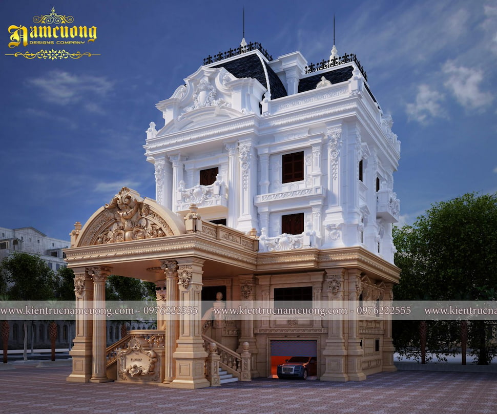 Biệt thự Pháp phong cách cổ điển thiết kế 3 tầng