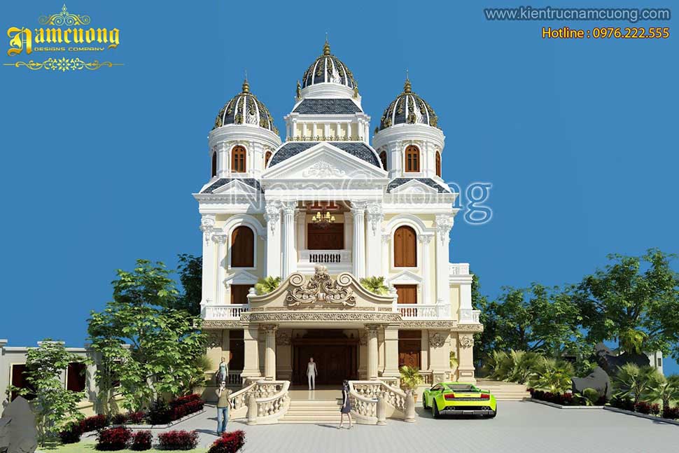 Mẫu biệt thự 3 tầng kiểu Pháp thiết kế 3 chỏm mái