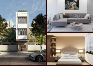 nội thất nhà phố 3x12m hiện đại