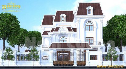 Thiết kế biệt thự 3 tầng 200m2 tân cổ điển ấn