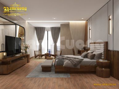 Thiết kế nội thất căn hộ 2 phòng ngủ bằng gỗ sang trọng