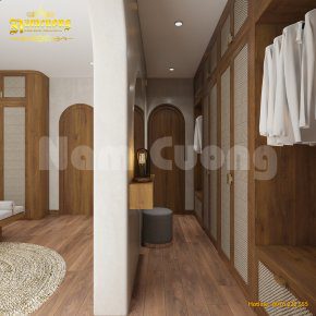 Thiết kế nội thất căn hộ 2 phòng ngủ bằng gỗ sang trọng
