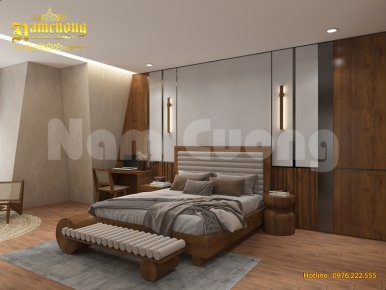 Thiết kế nội thất căn hộ 2 phòng ngủ bằng gỗ sang trọng