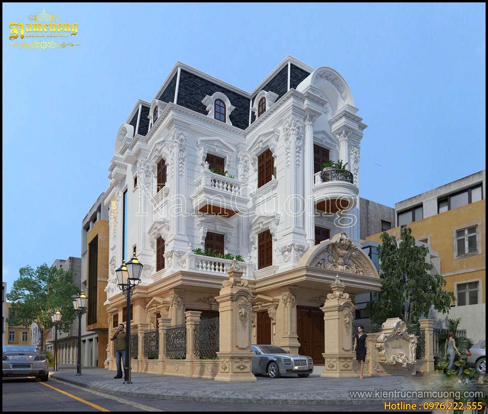 Mô phỏng mặt tiền 9m của biệt thự