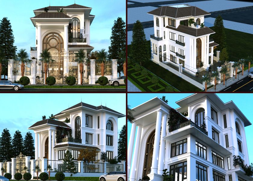 Mẫu kiến trúc thiết kế biệt thự có mặt tiền 9m