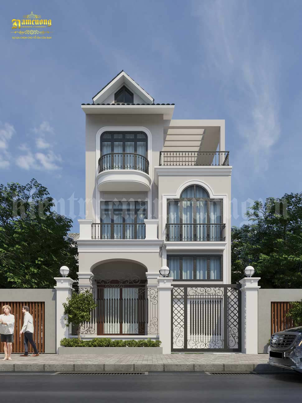 Mẫu ví dụ về biệt thự 3 tầng có mặt tiền 9m