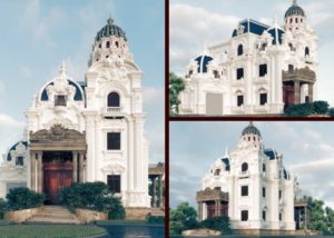thiết kế biệt thự lâu đài có gara đẹp hoàn mỹ