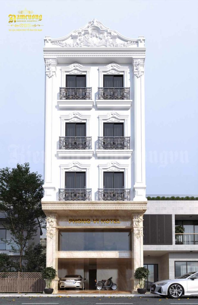 thiết - Thiết kế khách sạn mini 6 tầng tân cổ điển Khach-san-mini-6-tang-1-666x1024