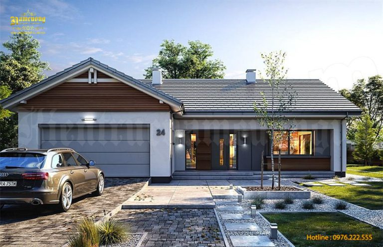 Thiết kế nhà biệt thự 1 tầng có gara