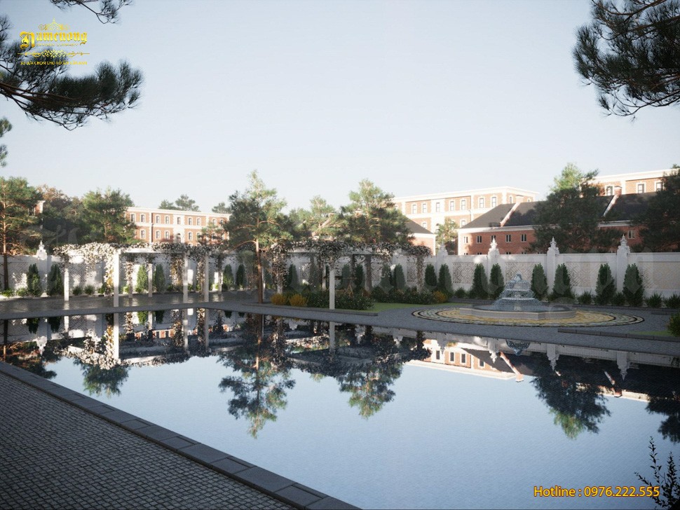 Thiết kế hồ bơi trong khuôn viên của biệt thự cổ điển