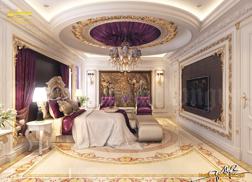 Thiết kế phòng ngủ trong biệt thự cổ điển