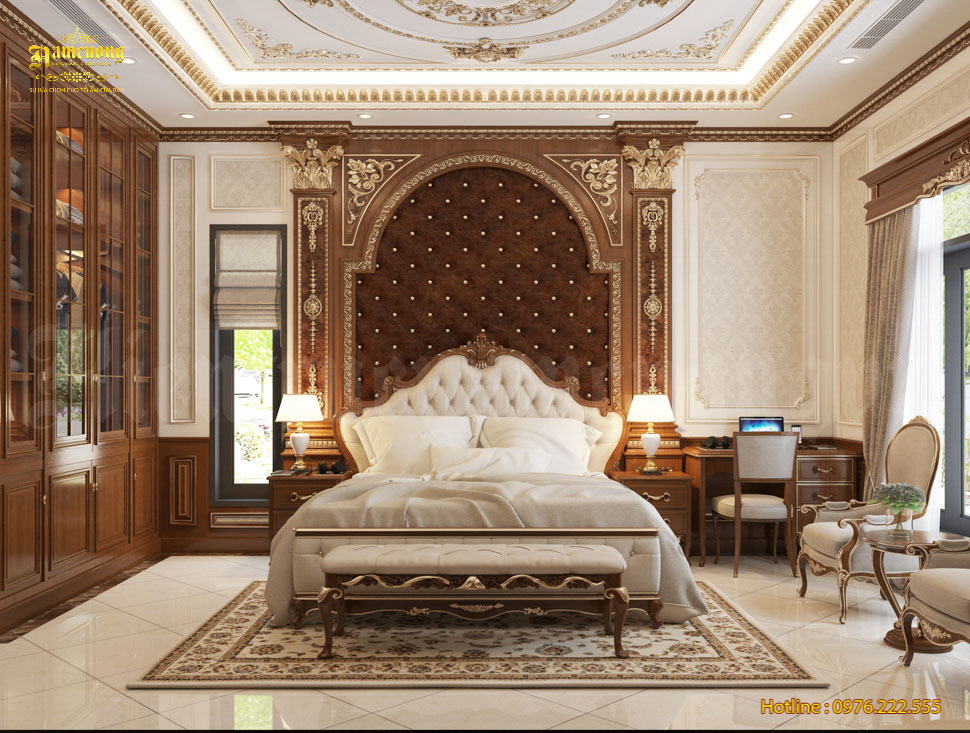Thiết kế phòng ngủ của căn biệt thự tân cổ điển