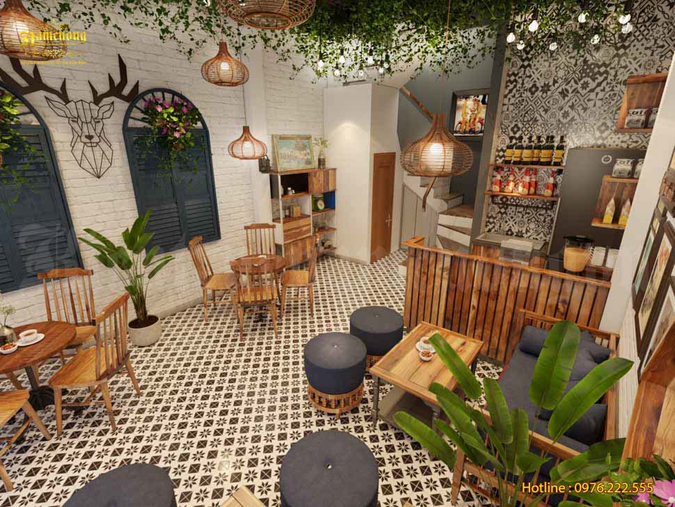Nội thất quán cafe được thiết kế theo phong cách bohemian