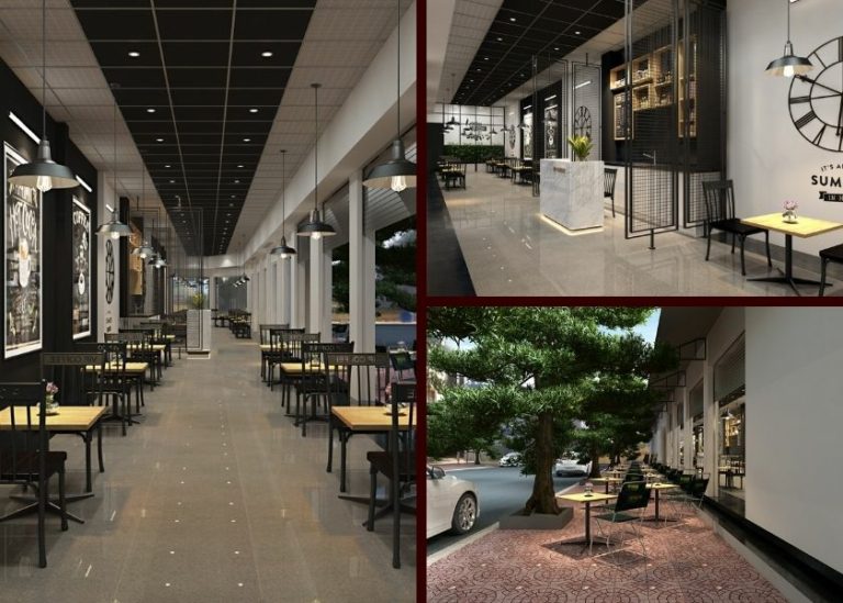 thiết kế quán cafe 80m2