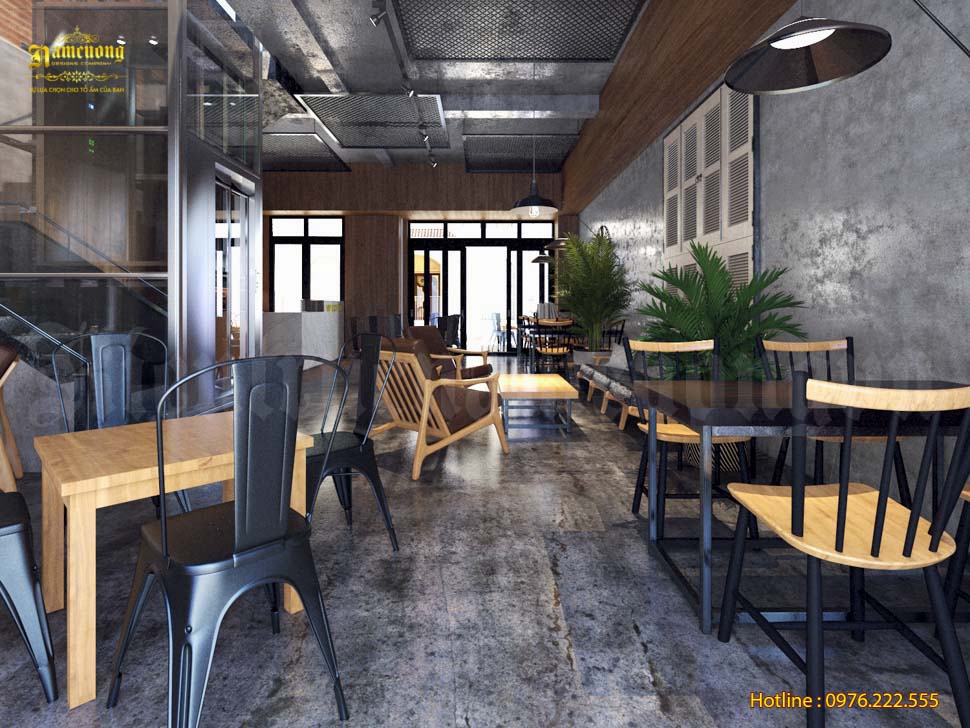 Thiết kế kiến trúc mở mang lại vẻ đẹp thoáng đãng cho không gian quán cafe