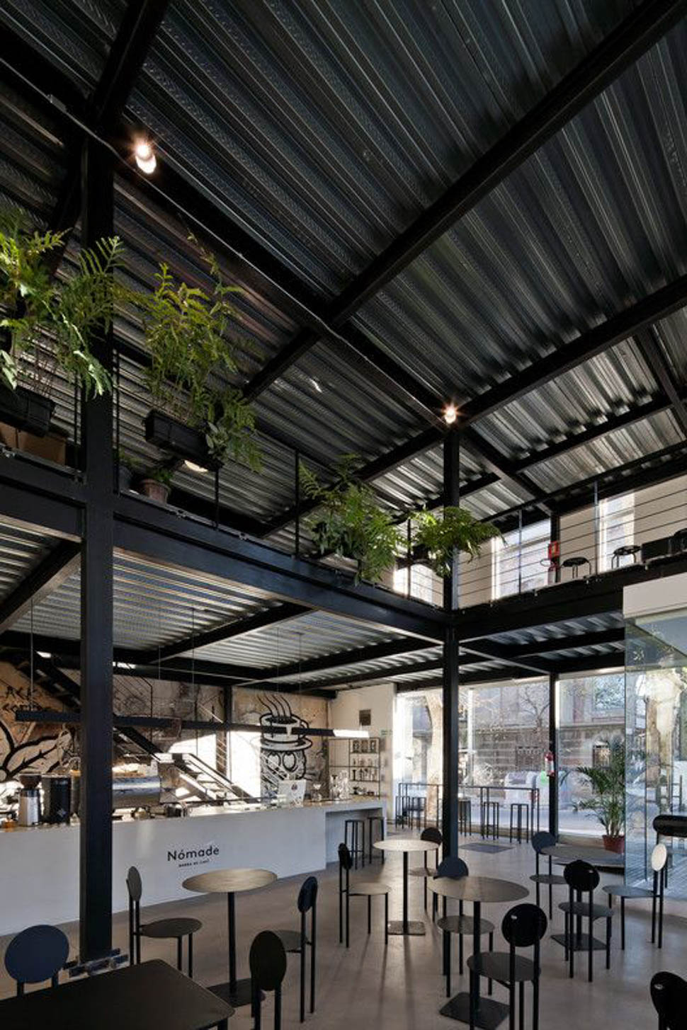 Mẫu thiết kế quán cafe bằng khung thép 2 tầng ấn tượng