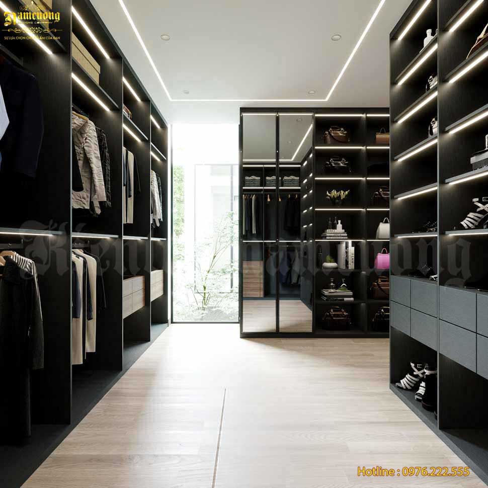 Khu vực tủ quần áo được thiết kế khoa học, tận dụng tối đa diện tích