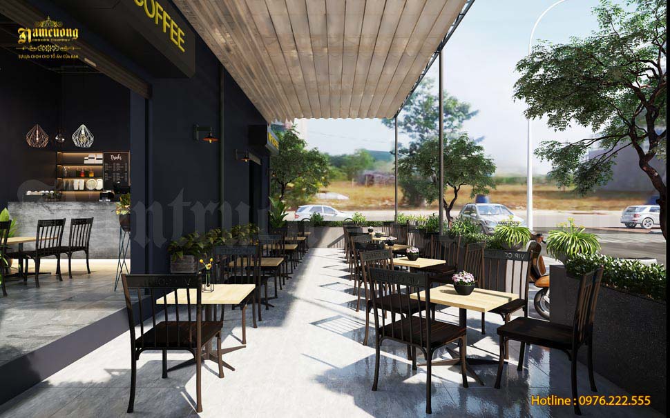 Không gian nội thất quán cafe đường phố được thiết kế và lựa chọn hợp lý