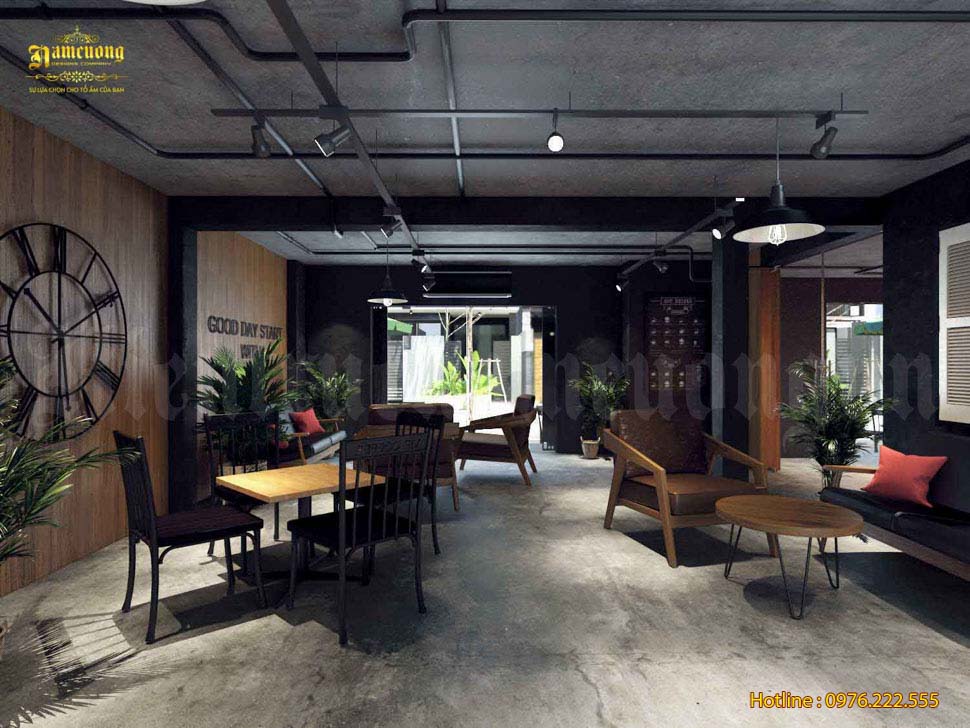 Không gian quán cafe kiến trúc mở được thiết kế vô cùng ấn tượng và thu hút