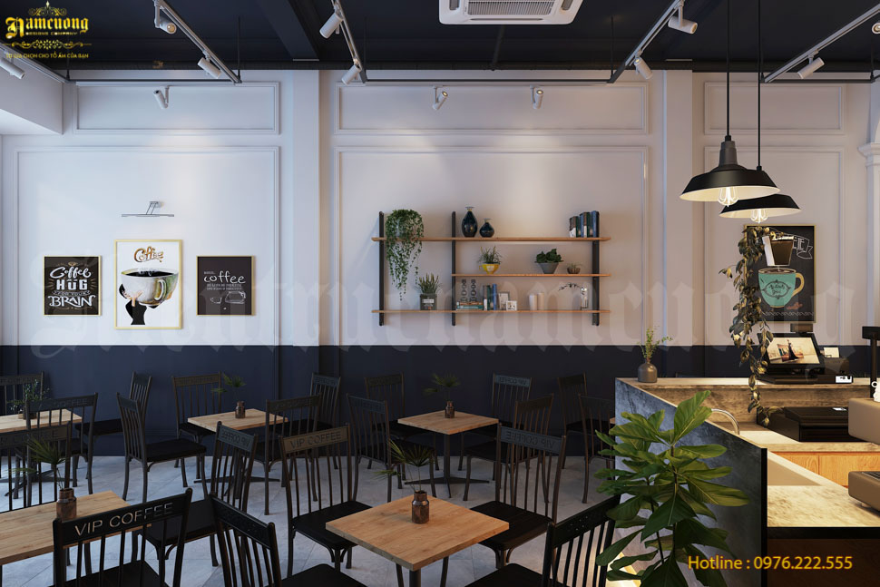 Mẫu quán cafe mặt tiền 5m được thiết kế bởi đội ngũ kiến trúc sư của Kiến Trúc Nam Cường