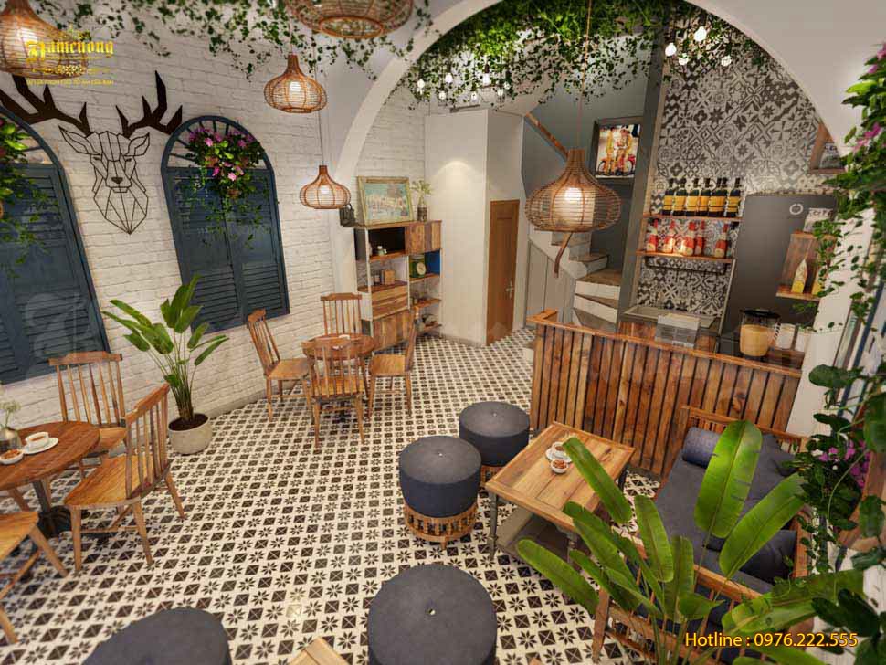 Không gian quán cafe được thiết kế đảm bảo sự thoải mái và ấm cúng cho trải nghiệm của khách hàng