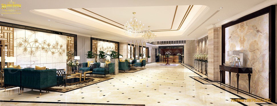 Hành lang rộng mở dành cho khách sạn có diện tích lớn